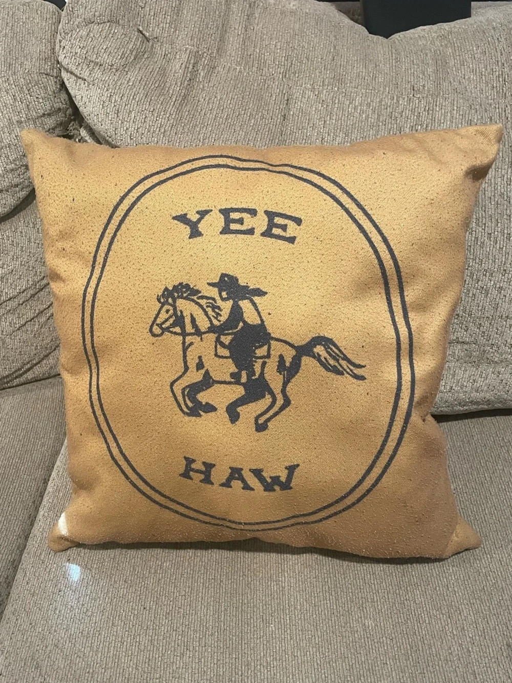 Yee Haw Society6 Gold /Dark Mustard/Custard Yellow Throw Pillow/ 12 X12
